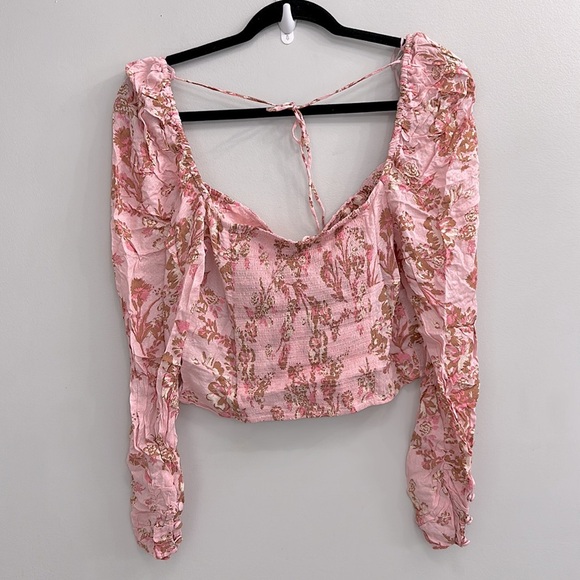Free People Hilary Printed Top in Pink Combo - Picture 7 of 7